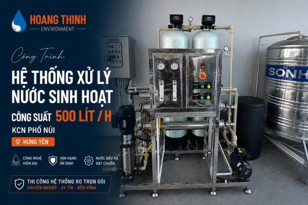 Hệ thống xử lý nước ăn uống công suất 500 lít/h tại KCN Phố Nối Hưng Yên